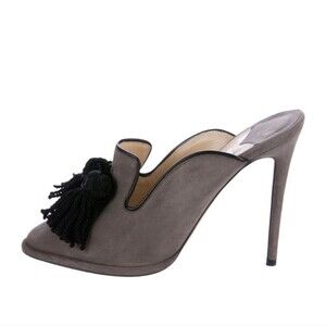 Jimmy Choo Gray Suede Dexley Tassel Mules
